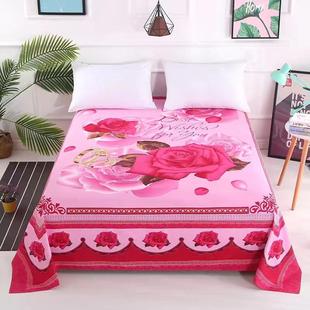 国民亲肤柔软婚庆单人双人款 加厚磨毛床单定位大版 被单中年人老款