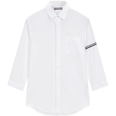 太平鸟男装条纹休闲白色衬衣