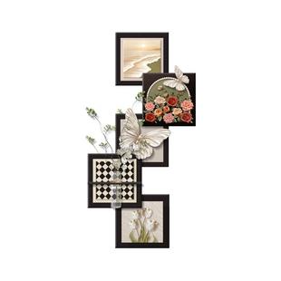 2025年新款玄关装饰画轻奢高级感中古风走廊挂画蝴蝶水培绿植壁画