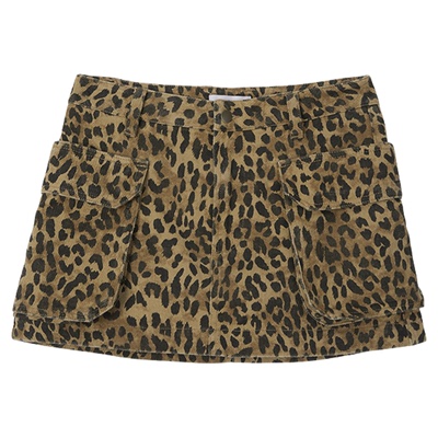 MOUSSY 2026早春新品街头辣妹风豹纹大口袋修身短裙028JSA31-1022