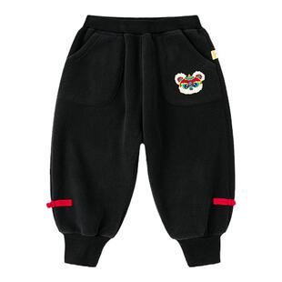 宝宝拜年服加绒裤子男童过年衣服女童喜庆冬装婴儿周岁礼服红