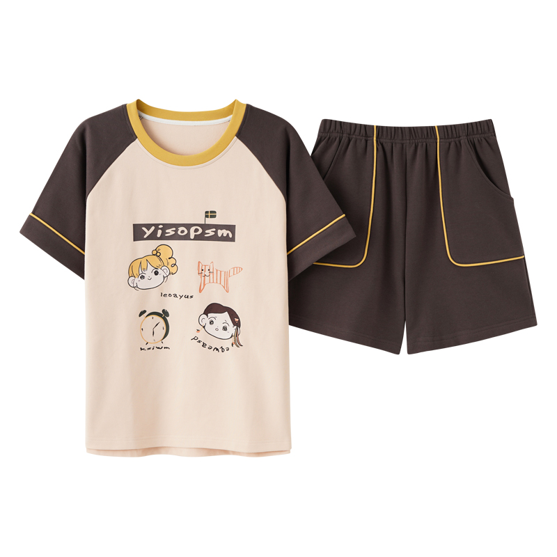 短袖睡衣女夏季纯棉韩版学生薄款春秋女士可爱夏天家居服两件套装
