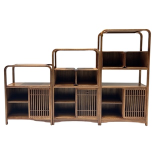 南美胡桃木博古架实木多宝阁茶室茶具收纳架中式茶桌置物架展示柜