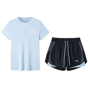 安踏速干运动套装女2026夏季新款女士短袖短裤瑜伽运动服健身跑步