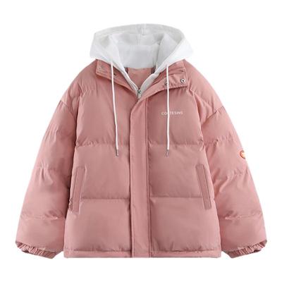 加厚假两件羽绒棉服短款韩版宽松