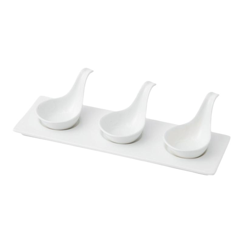 日式酱料调味碟酒店摆台创意甜品凉菜小碟子带把鱼子酱勺套装