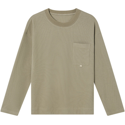 华夫格长袖春秋季宽松韩版衣服