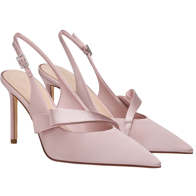 CHARLES&KEITH26女鞋CK1-60280506蝴蝶结缎面尖头高跟凉鞋婚鞋