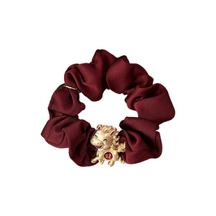 本命年酒红小马发圈女高级感时尚新年发绳高弹不伤发皮筋头绳发饰