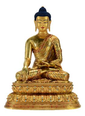 藏村全鎏金《释迦牟尼》精工铜雕室内家用《释迦摩尼》铜佛像摆件