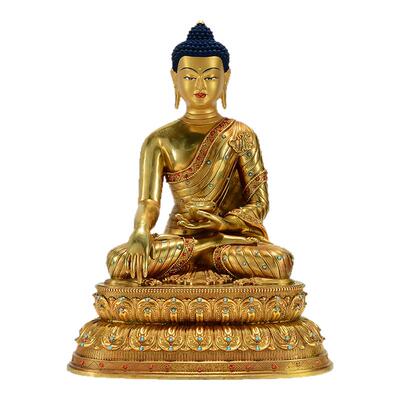 藏村全鎏金《释迦牟尼》精工铜雕室内家用《释迦摩尼》铜佛像摆件