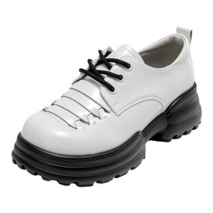 奥康女鞋 春季新款小香风皮鞋厚底增高学院风大头玛丽珍单鞋