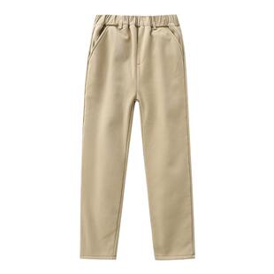 男童校服裤子秋冬女童加绒小学生校裤儿童英伦风保暖款卡其色长裤