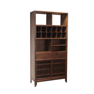 墨兰宋式美学博古架新中式实木茶架黑胡桃展示柜老榆木置物架茶室