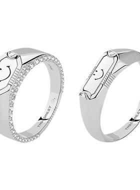 KKLUE银戒指笑脸联名时尚戒指