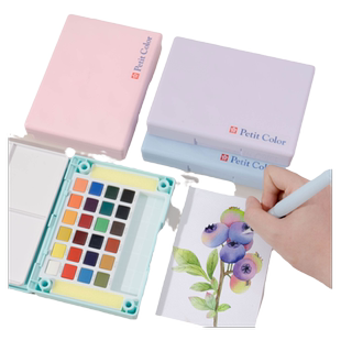 日本正版樱花单块补充装黑色白色固体水彩迷你装自选自学绘画初学者专用补色水彩颜料补充装单块单色任意搭配