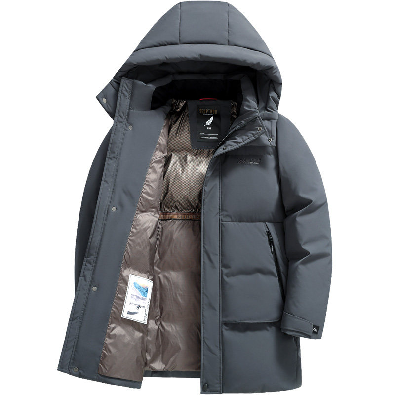 雪中飞极寒中长连帽可拆卸羽绒服