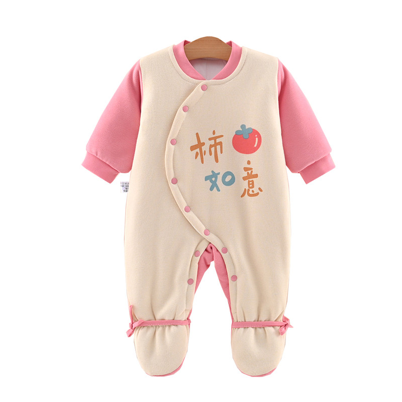 闭档带脚爬服婴儿加厚保暖连体衣