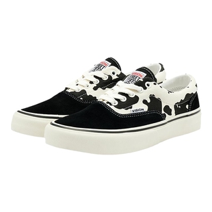 VISION官方  TRAINERS PLUS黑白奶牛纹低帮翻毛皮运动街头滑板鞋