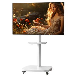 电视机落地支架可360°横竖屏旋转显示器通用挂架可移动带轮推车
