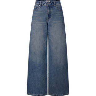 LINCCHIC金羽杰2026年春季新品宽松直筒闪粉牛仔裤女