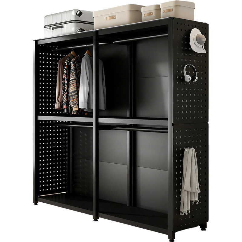 新款洞洞板带背板简易衣橱收纳