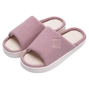 亚麻拖鞋女室内家居四季棉麻不臭脚家用地板老年人防滑布拖鞋女款