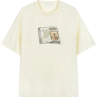 bosie2025年春夏季新款趣味立体书绣花设计感短袖T恤男情侣户外潮