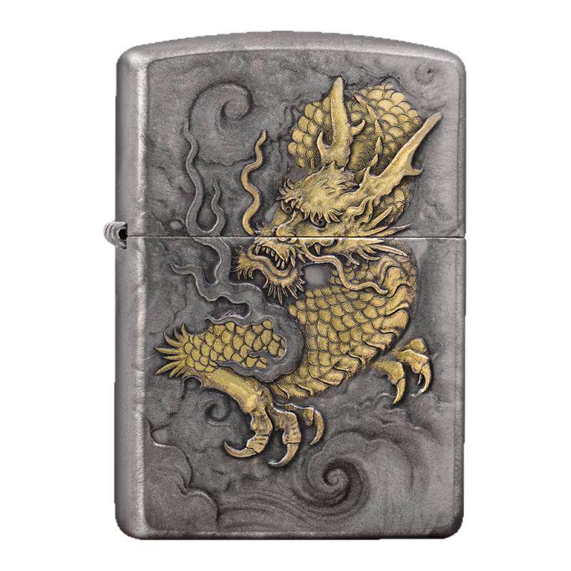Zippo蚊版水墨苍龙浮雕盔甲送礼
