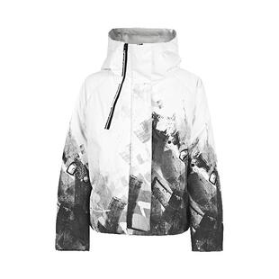 sdeer圣迪奥冬装高领连帽字母水墨涂鸦短款羽绒服女S21482469