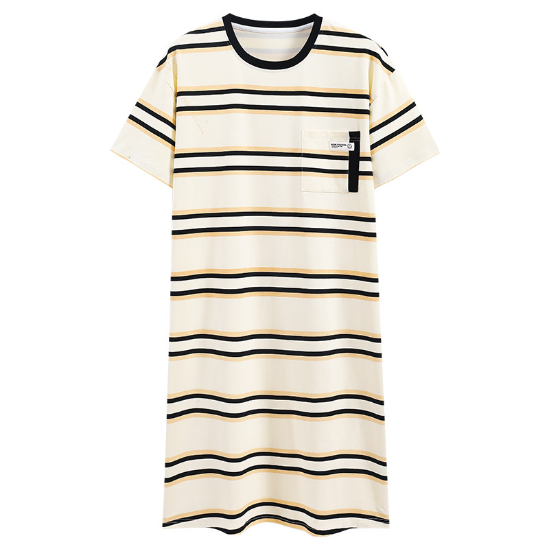 夏季女士纯棉短袖中款睡裙家居服