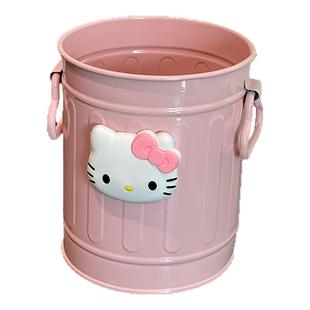 可爱卡通笔筒铁艺桌面金属化妆刷收纳桶女孩学生宿舍办公文具笔桶