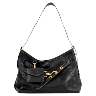 小号头层牛皮通勤大容量托特慵懒单肩斜跨女包hobo复古锁扣电脑包