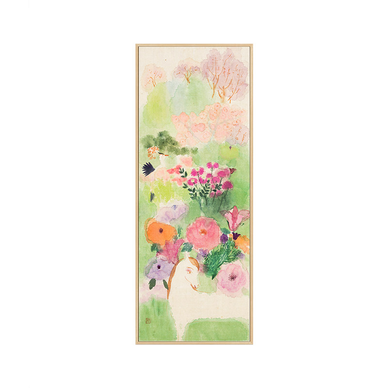 【艺术家秦秀娟联名款】竖版花卉玄关ins装饰画北欧水彩动物摆画