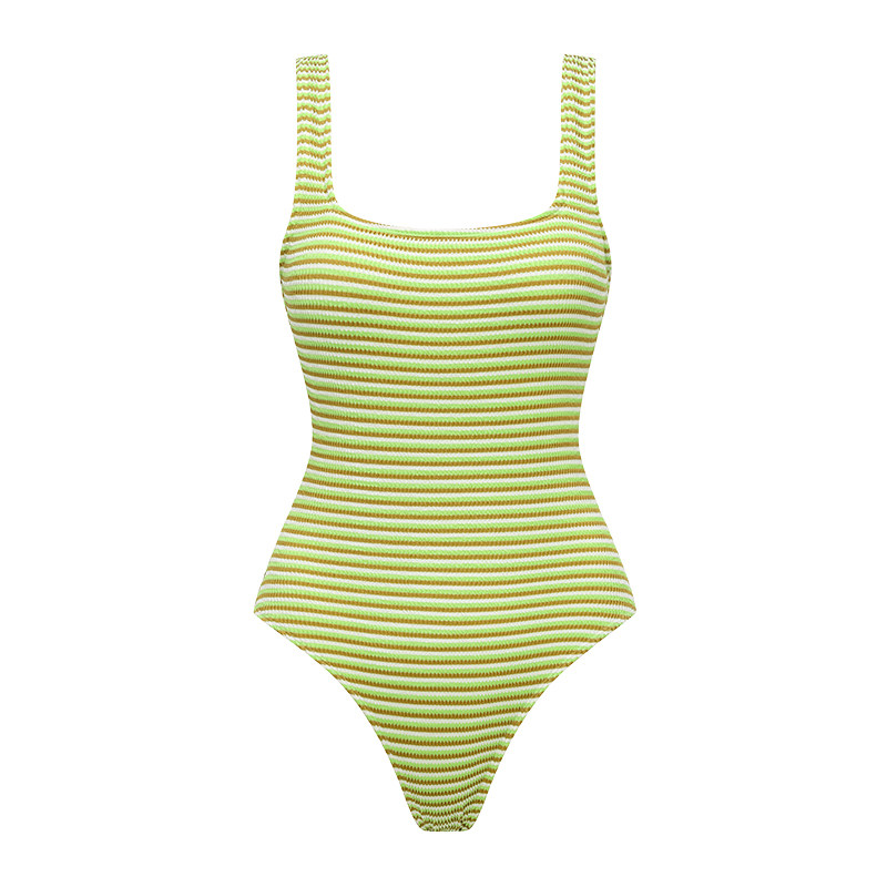 Yukari swim绿色抹胸绑带连体泳衣女沙滩度假冲浪潜水休闲泳装 夏