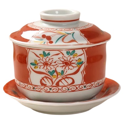 日本进口献上锦陶瓷蒸蛋盅日式甜品蒸碗燕窝炖盅盖碗木制礼盒