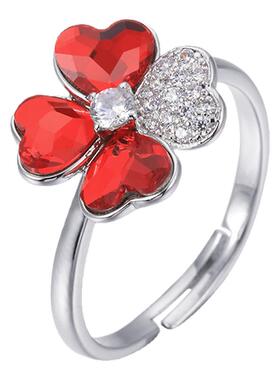 布兰琪水晶时尚个性风四叶草对戒