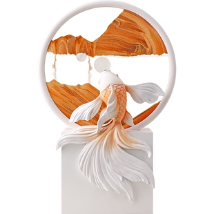 鱼跃龙门年年有鱼礼物创意金鱼流沙画摆件轻奢高档办公室沙漏生日