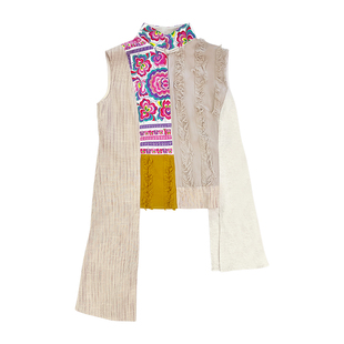 杨丽萍官方原创设计雀云裳民族风国风中式绣花棉麻上衣半身裙套装