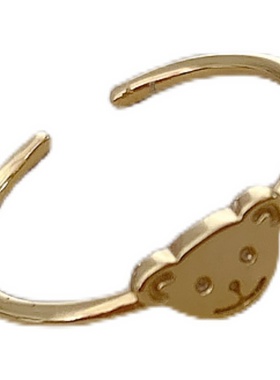 女925银日韩可爱小熊戒指