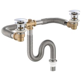 双面盆下水管套装铜下水器过滤洗脸台盆后置省空间墙排水管二合一