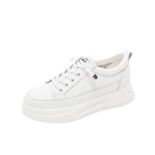 真皮小白鞋女2026年新款春季厚底透气网面内增高爆款百搭休闲板鞋