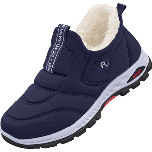 老北京布鞋男冬季加绒加厚羊毛雪地靴中老年老人棉靴防滑爸爸棉鞋