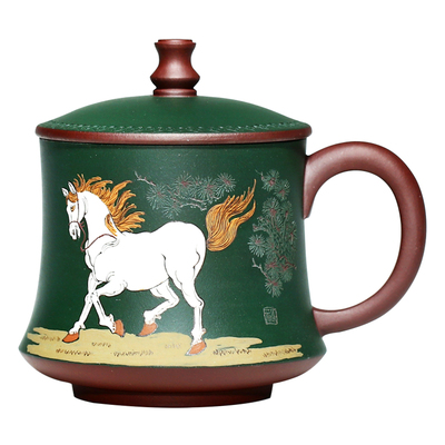 一把泥手工紫砂十二生肖茶杯泥绘