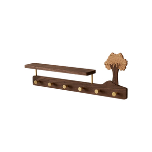 木町进门玄关墙壁挂衣钩强力粘胶免打孔衣帽承重架高档实木挂衣钩