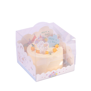 2寸4寸手提透明生日蛋糕盒子圣诞小四寸慕斯西点烘焙切块千层包装