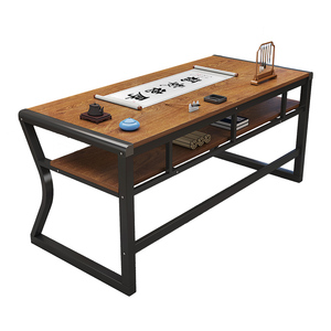 毛笔写字台书法桌书画桌书房客厅双层大办公桌培训辅导班小电脑桌