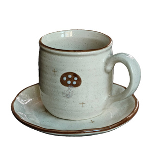 粗陶咖啡杯马克杯 日式复古手作水杯300ml大容量杯子釉下彩陶瓷杯