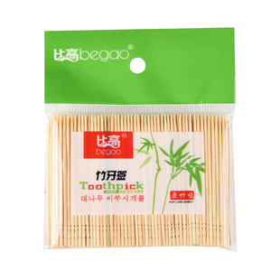 比高牙签家用单头细牙签1000支酒店环保餐厅小包装牙签便携袋装竹