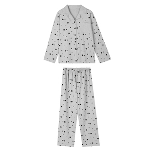 JoyceBra  韩版星星波点翻领睡衣套装女款柔软亲肤休闲遛弯家居服